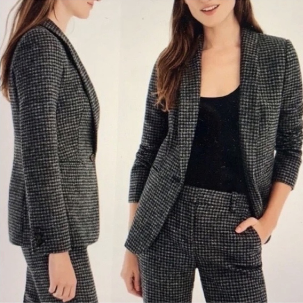 J. Crew Black and Gray Houndstooth Blazer